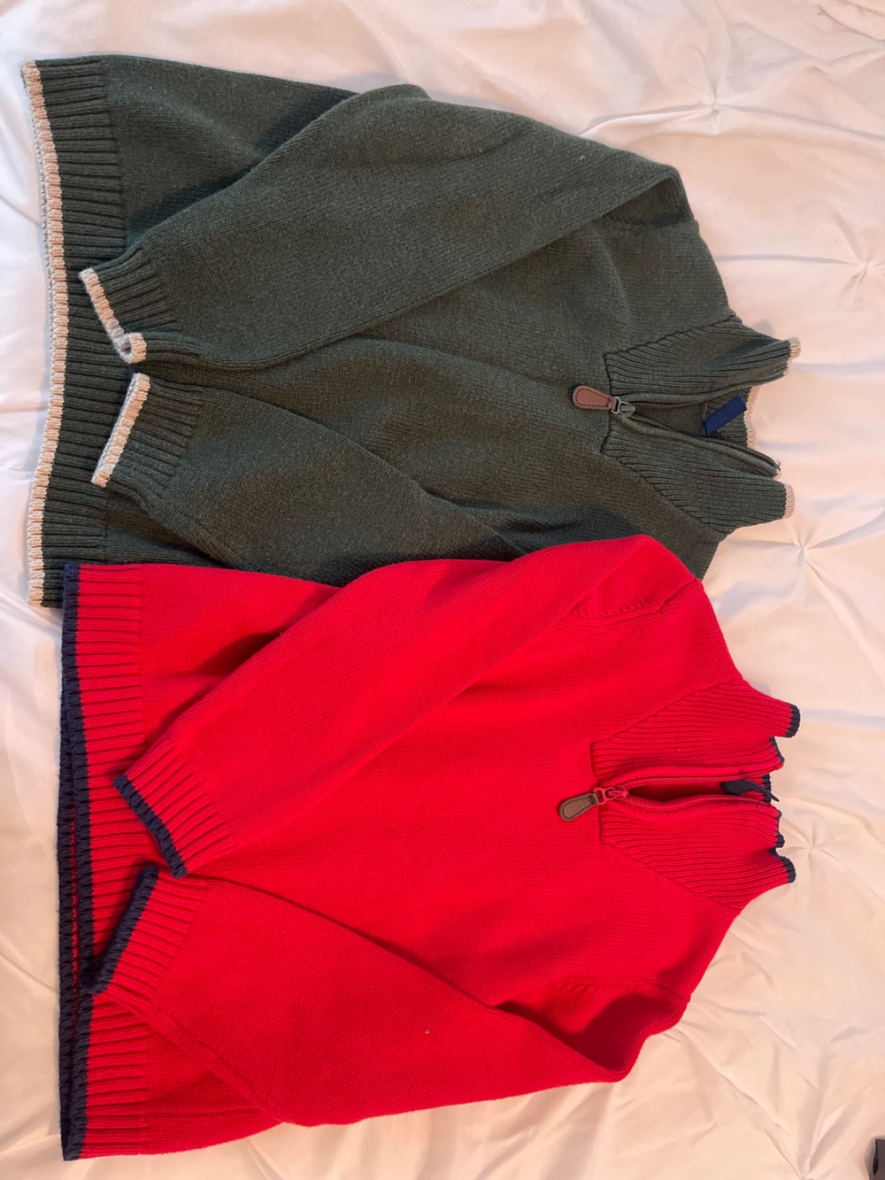 Janie and Jack Green and Red Half-Zip Sweaters - Picture 2 of 12
